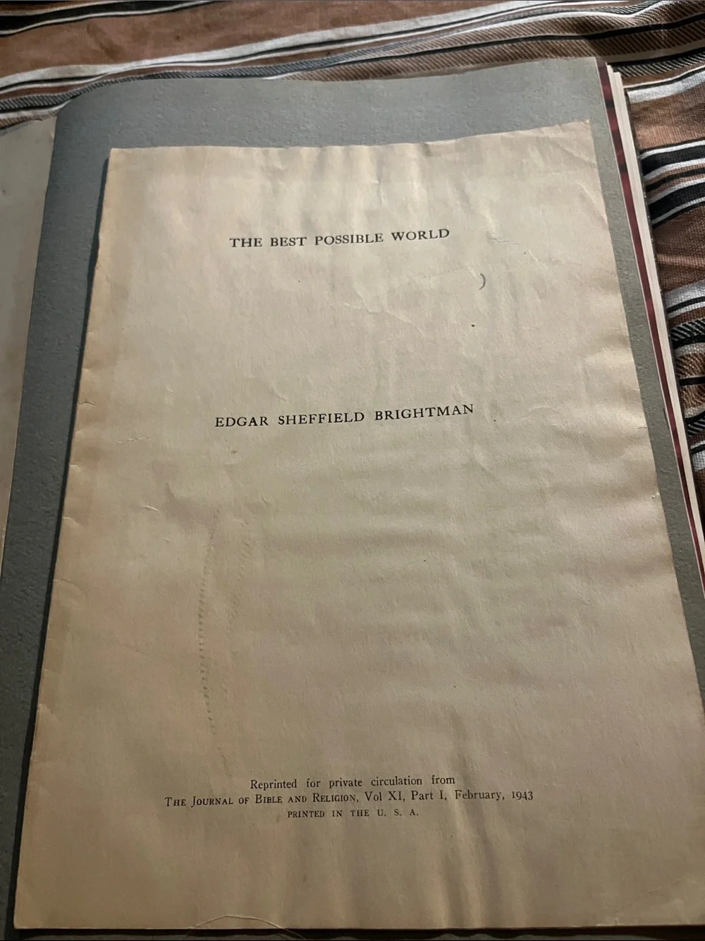 Embossed Brown Hub Boston University 1943